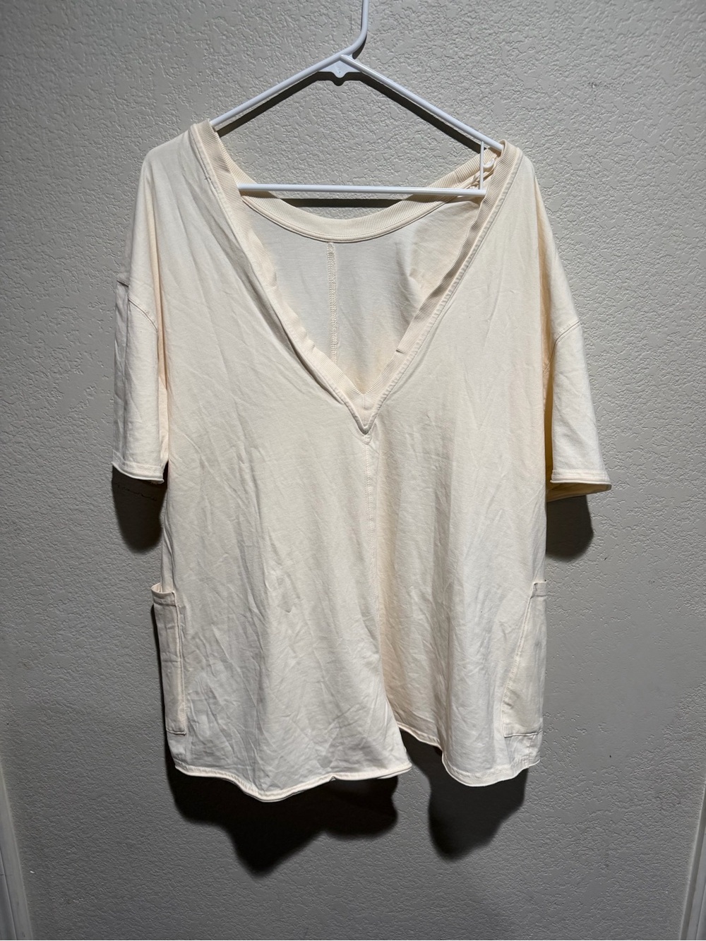 Free People Movement  Cream V-Neck Pocket Romper Hot Shot Tee One Piece Small